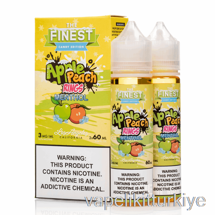 Vape Elektronik Sigara Elma şeftali Ekşi Halkalar Mentol - En Iyi şeker Baskısı - 120ml 6mg